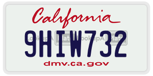 9HIW732 license plate in California