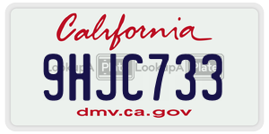 9HJC733  license plate in CA