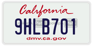 9HLB701 license plate in California
