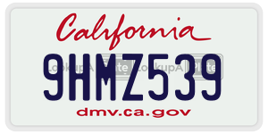 9HMZ539  license plate in CA