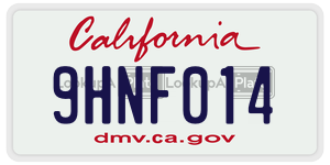 9HNF014 license plate in California