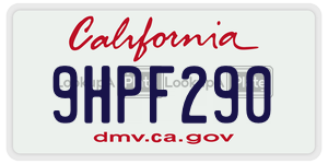 9HPF290 license plate in California