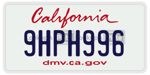 9HPH996  license plate in CA