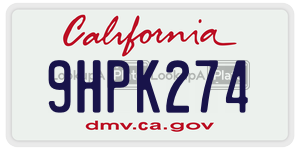 9HPK274 license plate in California