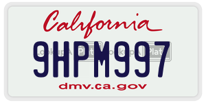 9HPM997 license plate in California