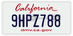 9HPZ788 license plate in California