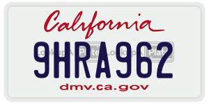9HRA962  license plate in CA