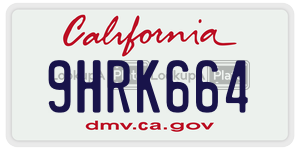 9HRK664 license plate in California