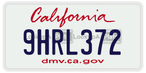 9HRL372  license plate in CA
