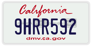 9HRR592 license plate in California