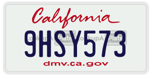 9HSY573  license plate in CA
