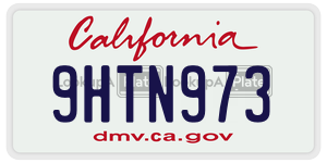 9HTN973 license plate in California