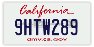 9HTW289 license plate in California