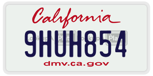 9HUH854  license plate in CA