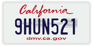 9HUN521 license plate in California