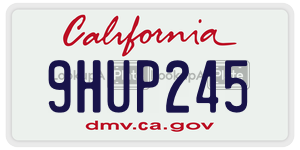 9HUP245 license plate in California