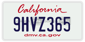 9HVZ365 license plate in California