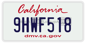 9HWF518  license plate in CA