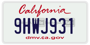 9HWJ931 license plate in California