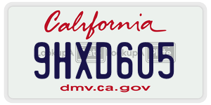 9HXD605  license plate in CA