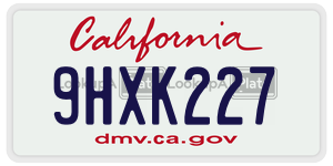 9HXK227 license plate in California