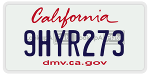 9HYR273  license plate in CA