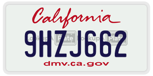 9HZJ662 license plate in California