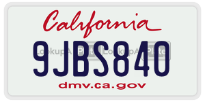 9JBS840 license plate in California