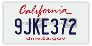 9JKE372  license plate in CA