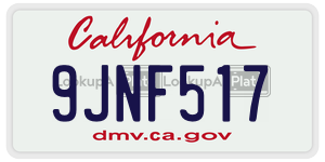 9JNF517 license plate in California