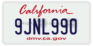 9JNL990  license plate in CA