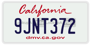 9JNT372 license plate in California
