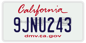 9JNU243 license plate in California