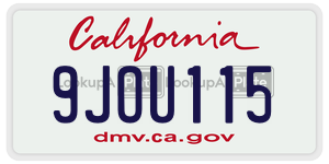 9JOU115 license plate in California