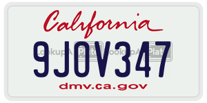 9JOV347 license plate in California