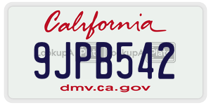 9JPB542 license plate in California