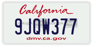 9JQW377 license plate in California