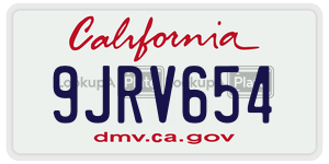 9JRV654 license plate in California