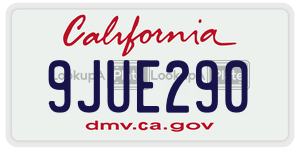 9JUE290 license plate in California