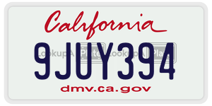 9JUY394 license plate in California