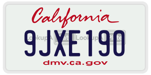 9JXE190 license plate in California
