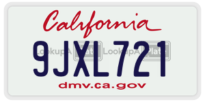 9JXL721  license plate in CA