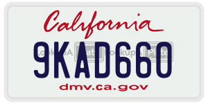 9KAD660 license plate in California