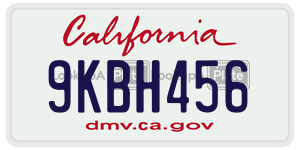 9KBH456 license plate in California