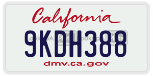 9KDH388 license plate in California