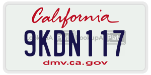 9KDN117 license plate in California