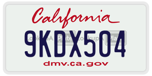 9KDX504  license plate in CA