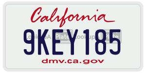 9KEY185  license plate in CA