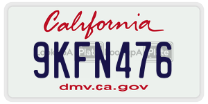 9KFN476 license plate in California