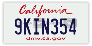 9KIN354 license plate in California